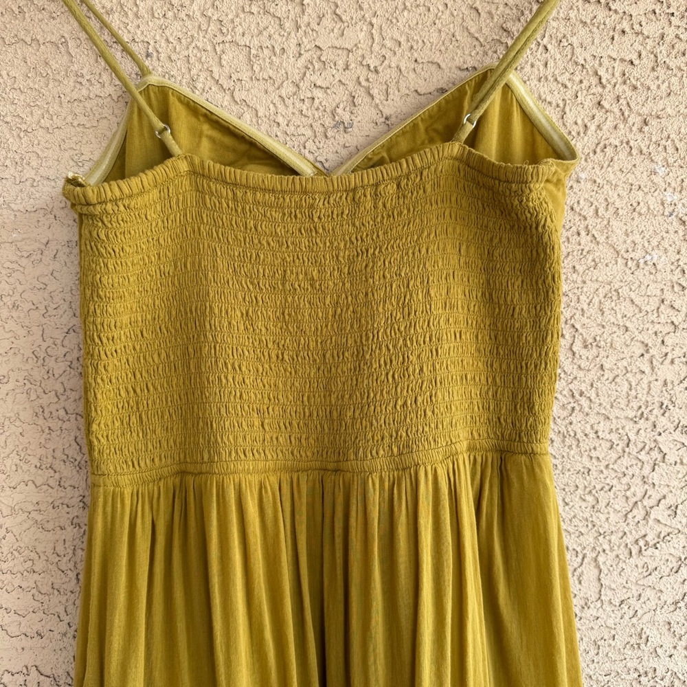 Free People Sundrenched Solid Maxi Dress Mustard Smocked Boho Tiered S - Picture 10 of 13